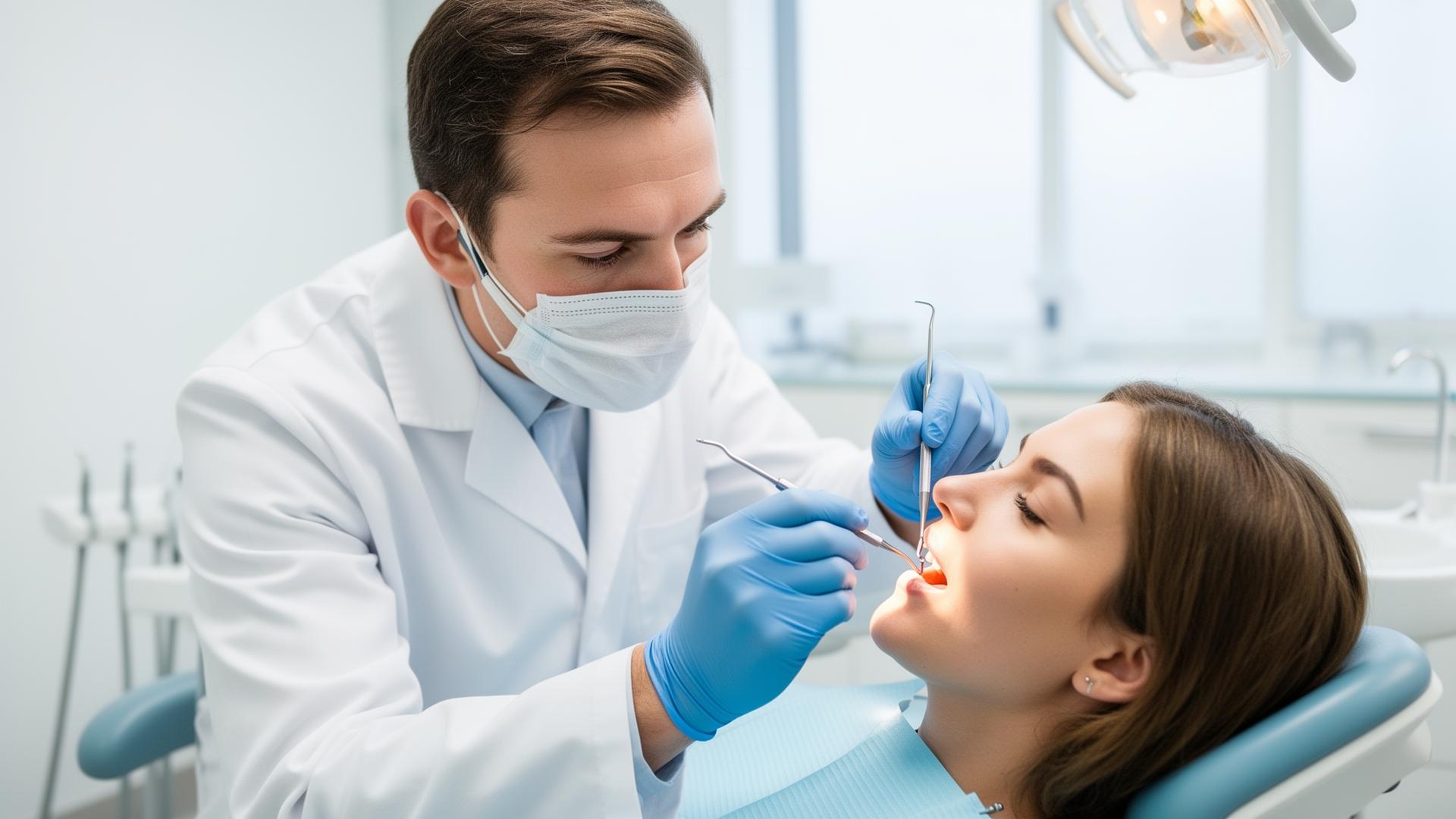Dentist treating patient